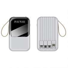 10000mAh 4 X Detachable Cable + 1 X USB Port 2.1A Fast Charge Powerbank with LED Torch Light