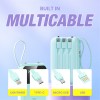 10000mAh 4 x Detachable Cable + 1 x USB Port 2.1A Fast Charge - 2 x LED Torch Light Vibrant & Compact Size Powerbank