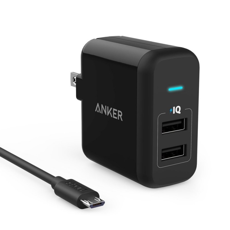 ANKER 24W 4.8A 2-PORT USB CHARGER SG PLUG WITH MICRO CABLE -