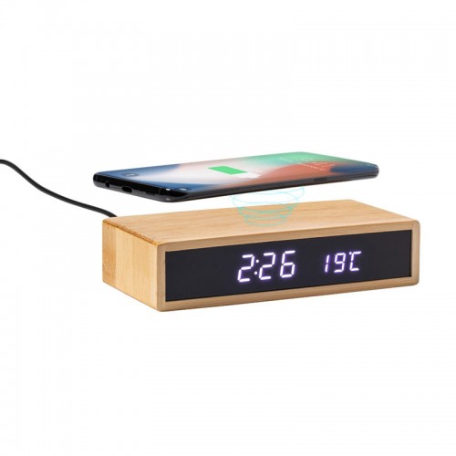 Bamboo Wireless Charger Alarm Clock