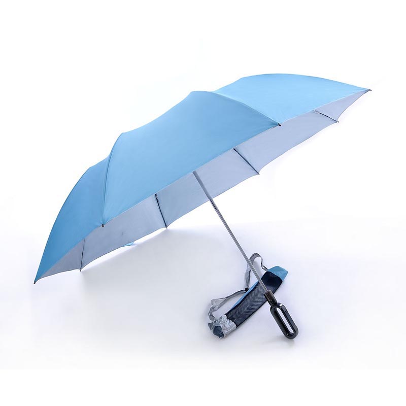 blue umbrella with lights