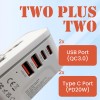 2 USB Port (QC3.0) + 2 Type-C Port (PD20W) Quick Charge Travel Adaptor